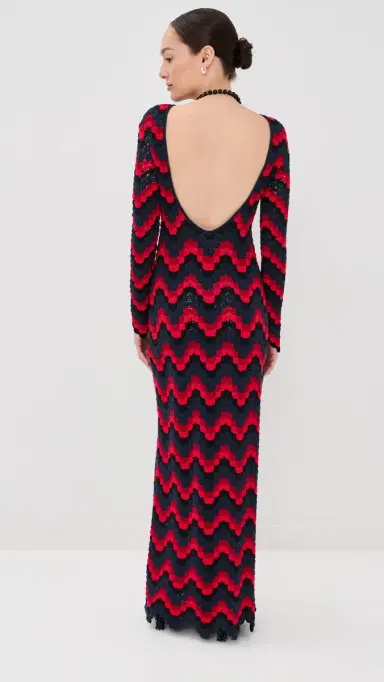ESCVDO Ursula Crochet Maxi Dress Red/Navy | Thumbnail 4 ESCVDO Ursula Crochet Maxi Dress Red/Navy | Thumbnail 4
