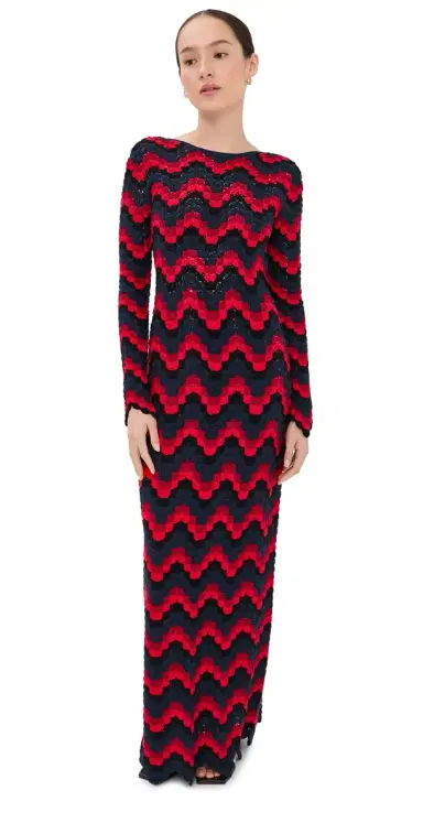 ESCVDO Ursula Crochet Maxi Dress Red/Navy | Thumbnail 1 ESCVDO Ursula Crochet Maxi Dress Red/Navy | Thumbnail 1