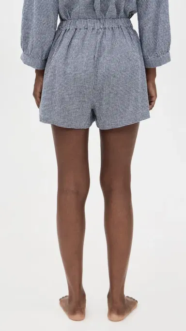 Eberjey Linen Blend Relaxed Shorts Gingham White/Navy | Thumbnail 3 Eberjey Linen Blend Relaxed Shorts Gingham White/Navy | Thumbnail 3