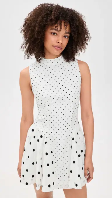 Another Girl Polka-Dot ix Gathered Hip Mini Dress White | Thumbnail 2 Another Girl Polka-Dot ix Gathered Hip Mini Dress White | Thumbnail 2
