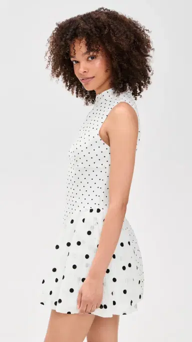Another Girl Polka-Dot ix Gathered Hip Mini Dress White | Thumbnail 4 Another Girl Polka-Dot ix Gathered Hip Mini Dress White | Thumbnail 4