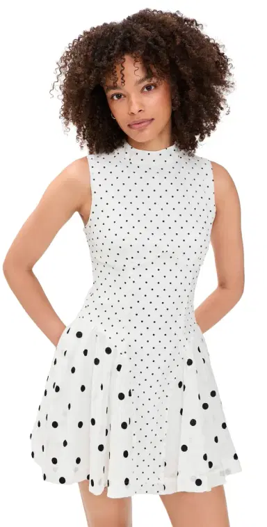 Another Girl Polka-Dot ix Gathered Hip Mini Dress White | Thumbnail 1 Another Girl Polka-Dot ix Gathered Hip Mini Dress White | Thumbnail 1