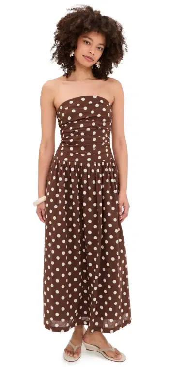 Joe's Jeans The Reina Linen Maxi Dress Chocolate/Ecru Dot | Thumbnail 1 Joe's Jeans The Reina Linen Maxi Dress Chocolate/Ecru Dot | Thumbnail 1