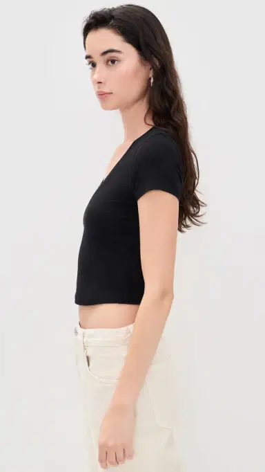 James Perse V Neck Cropped Tee Black | Thumbnail 4 James Perse V Neck Cropped Tee Black | Thumbnail 4