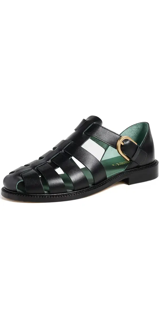 Leather Fisherman Sandals Black Nappa Leather Fisherman Sandals Black Nappa