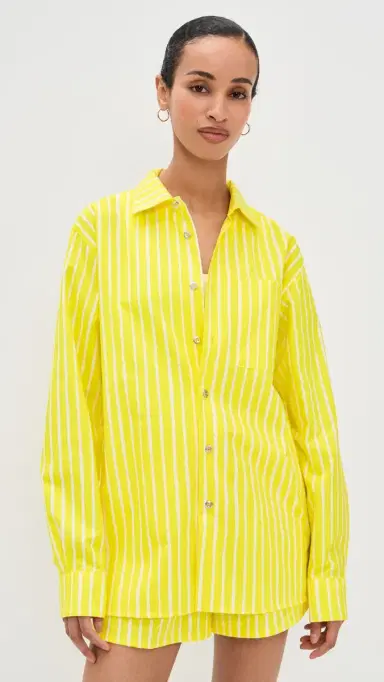 Marimekko Jokapoika Kioski Button Down Shirt Yellow/White | Thumbnail 2 Marimekko Jokapoika Kioski Button Down Shirt Yellow/White | Thumbnail 2