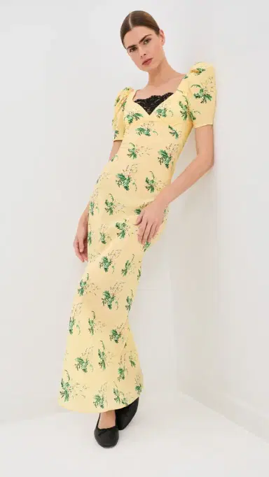 Rodarte Yellow Bouquet Floral Silk Crepe Dress Yellow 6 | Thumbnail 2 Rodarte Yellow Bouquet Floral Silk Crepe Dress Yellow 6 | Thumbnail 2