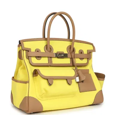 HERMÈS Hermes Birkin Cargo 35 Jaune Citron Toile and Chai Swift Palladium Hardware | Thumbnail 2 HERMÈS Hermes Birkin Cargo 35 Jaune Citron Toile and Chai Swift Palladium Hardware | Thumbnail 2