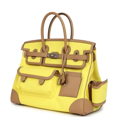 HERMÈS Hermes Birkin Cargo 35 Jaune Citron Toile and Chai Swift Palladium Hardware | Thumbnail 5 HERMÈS Hermes Birkin Cargo 35 Jaune Citron Toile and Chai Swift Palladium Hardware | Thumbnail 5
