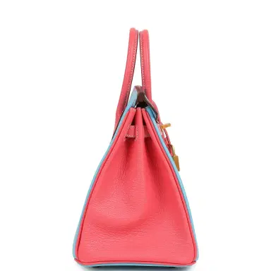 HERMÈS Hermes Special Order (HSS) Birkin 25 Celeste and Rose Lipstick Chevre Mysore Brushed Gold Hardware | Thumbnail 3 HERMÈS Hermes Special Order (HSS) Birkin 25 Celeste and Rose Lipstick Chevre Mysore Brushed Gold Hardware | Thumbnail 3