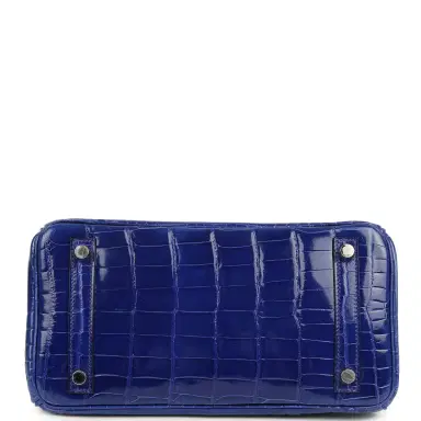 HERMÈS Pre-owned Hermes Birkin 25 Bleu Electric Shiny Niloticus Crocodile Palladium Hardware | Thumbnail 6 HERMÈS Pre-owned Hermes Birkin 25 Bleu Electric Shiny Niloticus Crocodile Palladium Hardware | Thumbnail 6