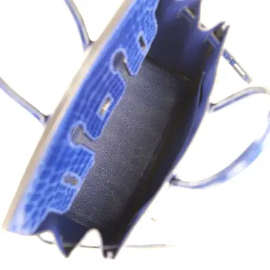HERMÈS Pre-owned Hermes Birkin 25 Bleu Electric Shiny Niloticus Crocodile Palladium Hardware | Thumbnail 8 HERMÈS Pre-owned Hermes Birkin 25 Bleu Electric Shiny Niloticus Crocodile Palladium Hardware | Thumbnail 8