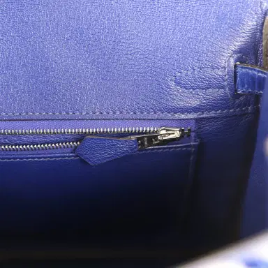 HERMÈS Pre-owned Hermes Birkin 25 Bleu Electric Shiny Niloticus Crocodile Palladium Hardware | Thumbnail 9 HERMÈS Pre-owned Hermes Birkin 25 Bleu Electric Shiny Niloticus Crocodile Palladium Hardware | Thumbnail 9