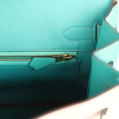 HERMÈS Pre-owned Hermes Special Order (HSS) Birkin 30 Rose Sakura and Bleu Paon Chevre Mysore Gold Hardware | Thumbnail 9 HERMÈS Pre-owned Hermes Special Order (HSS) Birkin 30 Rose Sakura and Bleu Paon Chevre Mysore Gold Hardware | Thumbnail 9