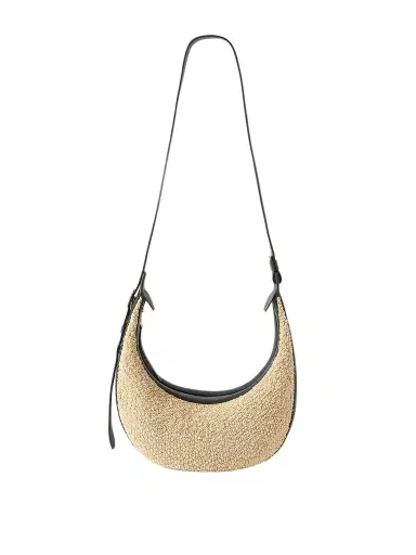 Khaite Augustina Small Leather-trimmed Raffia Shoulder Bag | Thumbnail 1 Khaite Augustina Small Leather-trimmed Raffia Shoulder Bag | Thumbnail 1