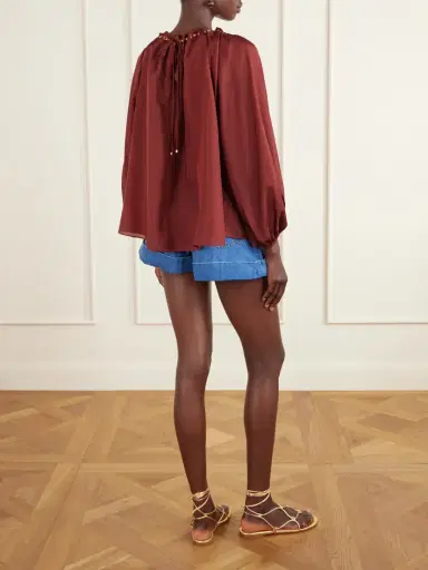 Zimmermann Aster Gathered Beaded Silk-satin Blouse | Thumbnail 3 Zimmermann Aster Gathered Beaded Silk-satin Blouse | Thumbnail 3
