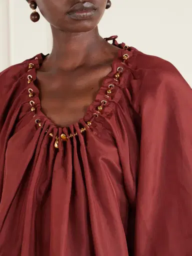 Zimmermann Aster Gathered Beaded Silk-satin Blouse | Thumbnail 4 Zimmermann Aster Gathered Beaded Silk-satin Blouse | Thumbnail 4