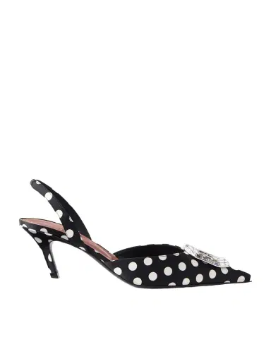 Amina Muaddi Camelia 60 Polka-dot Velvet Slingback Sandals | Thumbnail 1 Amina Muaddi Camelia 60 Polka-dot Velvet Slingback Sandals | Thumbnail 1