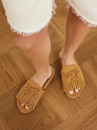 Ancient Greek Sandals Amfiliki Suede Slides | Thumbnail 2 Ancient Greek Sandals Amfiliki Suede Slides | Thumbnail 2