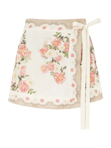 Agua by Agua Bendita Luna Paraiso Floral-printed Linen Mini Skirt | Thumbnail 1 Agua by Agua Bendita Luna Paraiso Floral-printed Linen Mini Skirt | Thumbnail 1