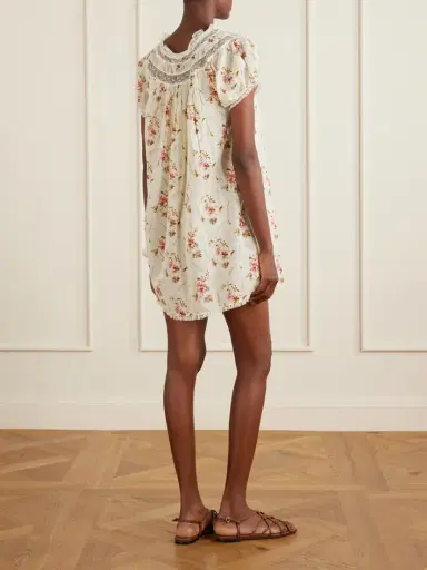 DÔEN Daphne Lace-trimmed Pintucked Floral-print Organic Cotton-voile Mini Dress | Thumbnail 3 DÔEN Daphne Lace-trimmed Pintucked Floral-print Organic Cotton-voile Mini Dress | Thumbnail 3
