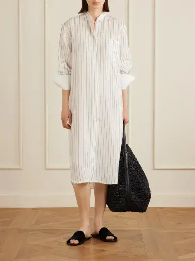 TOTEME Striped Voile Midi Dress | Thumbnail 2 TOTEME Striped Voile Midi Dress | Thumbnail 2