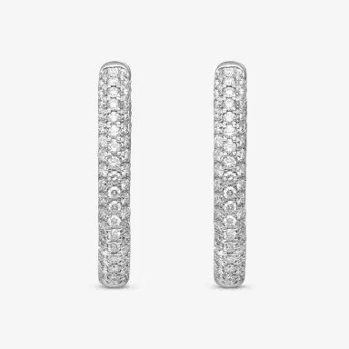 Ina Mar Ina Mar 14K White Gold 5.00 ctw Round Diamond Inside-Out Oval Hoop Earrings by The Solist | Thumbnail 2 Ina Mar Ina Mar 14K White Gold 5.00 ctw Round Diamond Inside-Out Oval Hoop Earrings by The Solist | Thumbnail 2