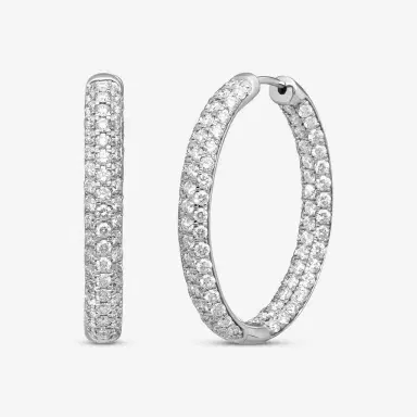 Ina Mar Ina Mar 14K White Gold 5.00 ctw Round Diamond Inside-Out Oval Hoop Earrings by The Solist | Thumbnail 3 Ina Mar Ina Mar 14K White Gold 5.00 ctw Round Diamond Inside-Out Oval Hoop Earrings by The Solist | Thumbnail 3