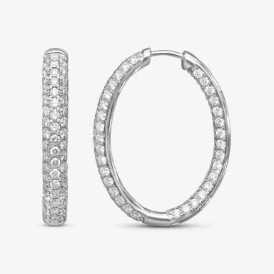 Ina Mar Ina Mar 14K White Gold 5.00 ctw Round Diamond Inside-Out Oval Hoop Earrings by The Solist | Thumbnail 4 Ina Mar Ina Mar 14K White Gold 5.00 ctw Round Diamond Inside-Out Oval Hoop Earrings by The Solist | Thumbnail 4