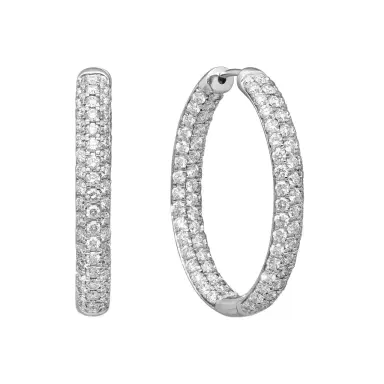 Ina Mar Ina Mar 14K White Gold 5.00 ctw Round Diamond Inside-Out Oval Hoop Earrings by The Solist | Thumbnail 1 Ina Mar Ina Mar 14K White Gold 5.00 ctw Round Diamond Inside-Out Oval Hoop Earrings by The Solist | Thumbnail 1