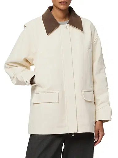 Apparis Women's Clive Canvas Workwear Jacket - Off White And Dark Brown - Size XL | Thumbnail 3 Apparis Women's Clive Canvas Workwear Jacket - Off White And Dark Brown - Size XL | Thumbnail 3