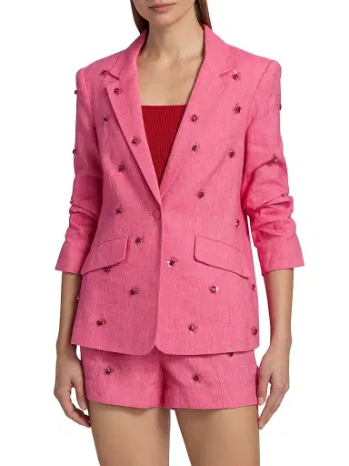 Cinq à Sept Women's Kylie Wildflower Pailette Blazer - Azalea | Thumbnail 3 Cinq à Sept Women's Kylie Wildflower Pailette Blazer - Azalea | Thumbnail 3