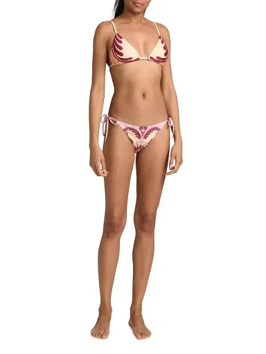 Farm Rio Women's Arabesc Soft Triangle Bikini Top - Soft Yellow | Thumbnail 2 Farm Rio Women's Arabesc Soft Triangle Bikini Top - Soft Yellow | Thumbnail 2