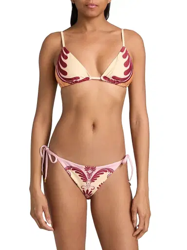 Farm Rio Women's Arabesc Soft Triangle Bikini Top - Soft Yellow | Thumbnail 3 Farm Rio Women's Arabesc Soft Triangle Bikini Top - Soft Yellow | Thumbnail 3