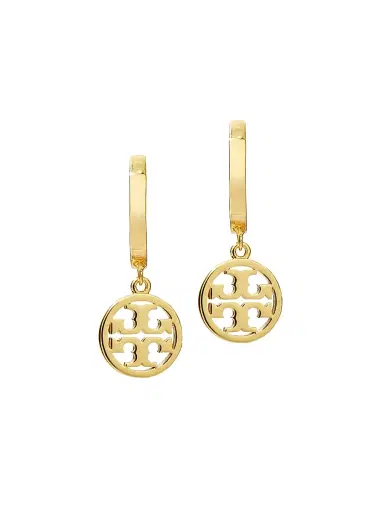 Tory Burch Women's Miller 18K Gold-Plated Huggie Hoop Earrings - Tory Gold | Thumbnail 1 Tory Burch Women's Miller 18K Gold-Plated Huggie Hoop Earrings - Tory Gold | Thumbnail 1