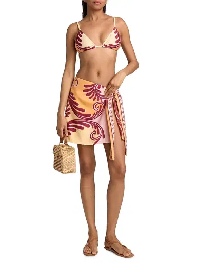 Farm Rio Women's Arabesc Printed Cover-Up Miniskirt - Soft Yellow | Thumbnail 2 Farm Rio Women's Arabesc Printed Cover-Up Miniskirt - Soft Yellow | Thumbnail 2