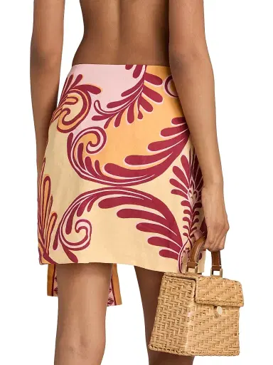 Farm Rio Women's Arabesc Printed Cover-Up Miniskirt - Soft Yellow | Thumbnail 4 Farm Rio Women's Arabesc Printed Cover-Up Miniskirt - Soft Yellow | Thumbnail 4