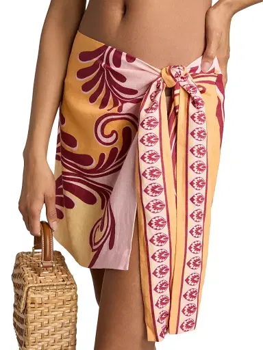 Farm Rio Women's Arabesc Printed Cover-Up Miniskirt - Soft Yellow | Thumbnail 5 Farm Rio Women's Arabesc Printed Cover-Up Miniskirt - Soft Yellow | Thumbnail 5