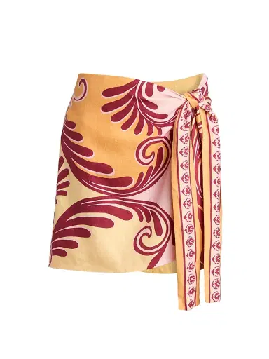 Farm Rio Women's Arabesc Printed Cover-Up Miniskirt - Soft Yellow | Thumbnail 1 Farm Rio Women's Arabesc Printed Cover-Up Miniskirt - Soft Yellow | Thumbnail 1