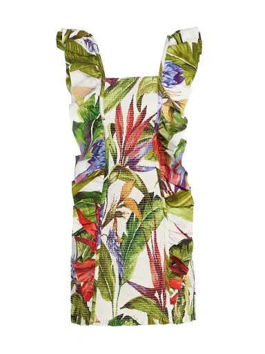 Farm Rio Women's Florart Sand Linen Minidress - Sand - Size XL | Thumbnail 1 Farm Rio Women's Florart Sand Linen Minidress - Sand - Size XL | Thumbnail 1