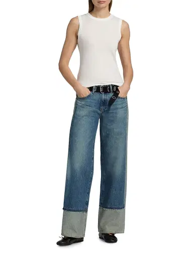 AG Jeans Women's Adria Spliced Colorblocked Low-Rise Wide-Leg Jeans - Otherworldly | Thumbnail 2 AG Jeans Women's Adria Spliced Colorblocked Low-Rise Wide-Leg Jeans - Otherworldly | Thumbnail 2