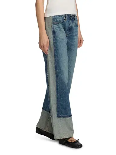 AG Jeans Women's Adria Spliced Colorblocked Low-Rise Wide-Leg Jeans - Otherworldly | Thumbnail 4 AG Jeans Women's Adria Spliced Colorblocked Low-Rise Wide-Leg Jeans - Otherworldly | Thumbnail 4