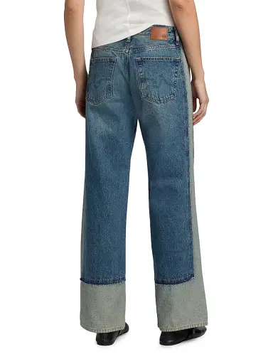 AG Jeans Women's Adria Spliced Colorblocked Low-Rise Wide-Leg Jeans - Otherworldly | Thumbnail 5 AG Jeans Women's Adria Spliced Colorblocked Low-Rise Wide-Leg Jeans - Otherworldly | Thumbnail 5