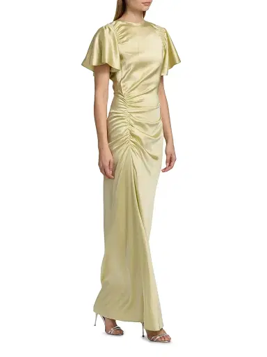 Veronica Beard Women's Huntleigh Ruched Satin Maxi Dress - Pistachio | Thumbnail 4 Veronica Beard Women's Huntleigh Ruched Satin Maxi Dress - Pistachio | Thumbnail 4