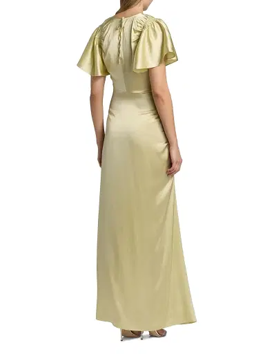 Veronica Beard Women's Huntleigh Ruched Satin Maxi Dress - Pistachio | Thumbnail 5 Veronica Beard Women's Huntleigh Ruched Satin Maxi Dress - Pistachio | Thumbnail 5