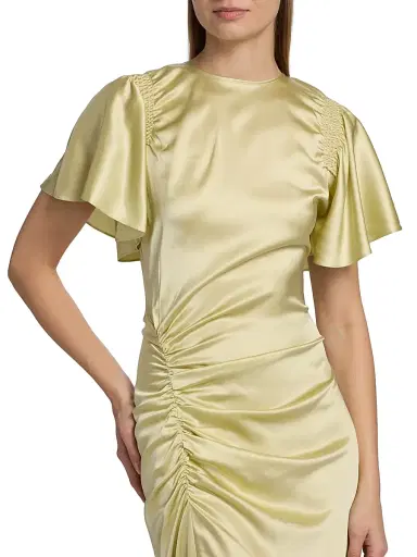 Veronica Beard Women's Huntleigh Ruched Satin Maxi Dress - Pistachio | Thumbnail 6 Veronica Beard Women's Huntleigh Ruched Satin Maxi Dress - Pistachio | Thumbnail 6