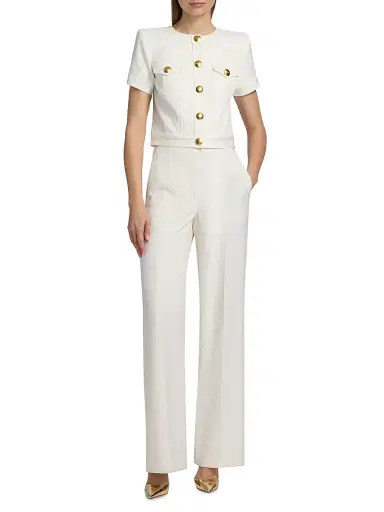 L'AGENCE Women's Nawa Boxy Crop Jacket - White | Thumbnail 2 L'AGENCE Women's Nawa Boxy Crop Jacket - White | Thumbnail 2