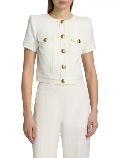 L'AGENCE Women's Nawa Boxy Crop Jacket - White | Thumbnail 3 L'AGENCE Women's Nawa Boxy Crop Jacket - White | Thumbnail 3