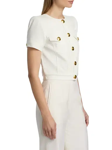 L'AGENCE Women's Nawa Boxy Crop Jacket - White | Thumbnail 4 L'AGENCE Women's Nawa Boxy Crop Jacket - White | Thumbnail 4