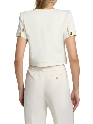 L'AGENCE Women's Nawa Boxy Crop Jacket - White | Thumbnail 5 L'AGENCE Women's Nawa Boxy Crop Jacket - White | Thumbnail 5